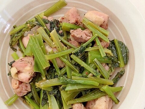 鶏モモ肉と小松菜のバジルソテー